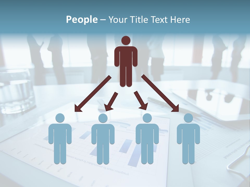 A Group Of Business People Standing Around A Table PowerPoint Template