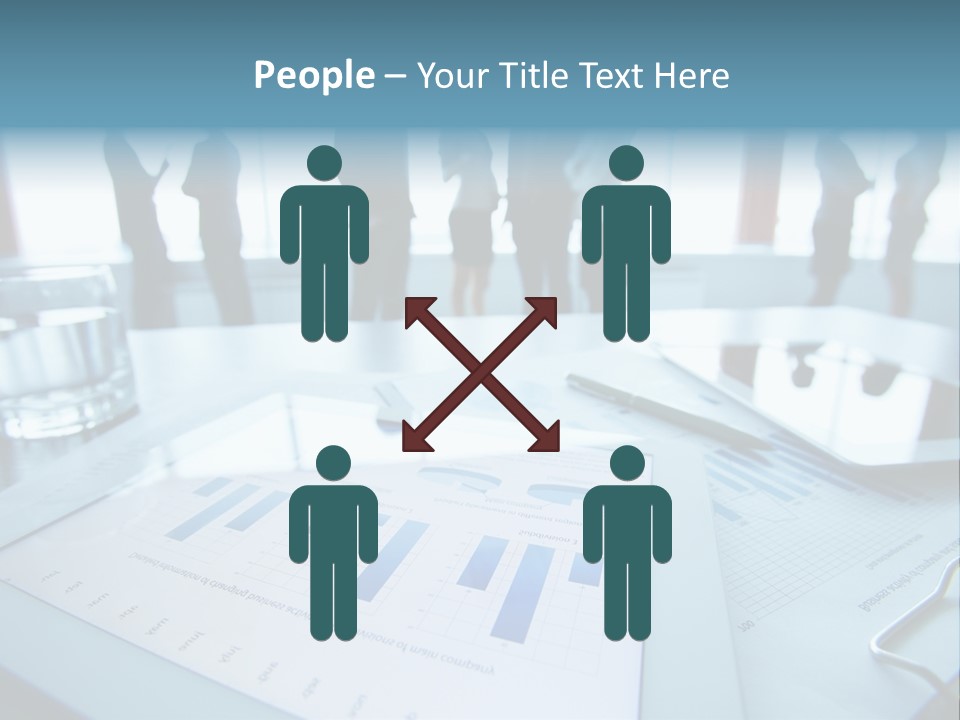 A Group Of Business People Standing Around A Table PowerPoint Template