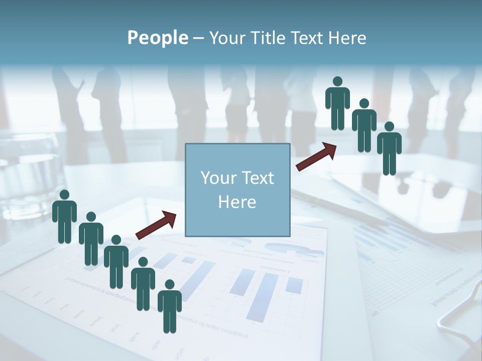 A Group Of Business People Standing Around A Table PowerPoint Template