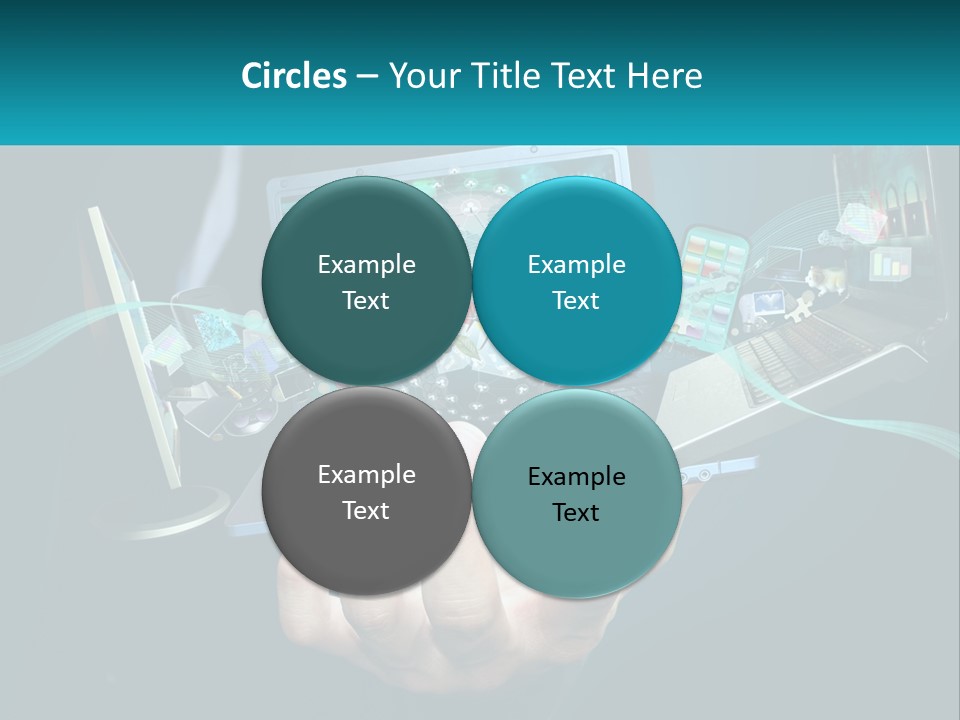 A Person Holding A Laptop With A Presentation On The Screen PowerPoint Template