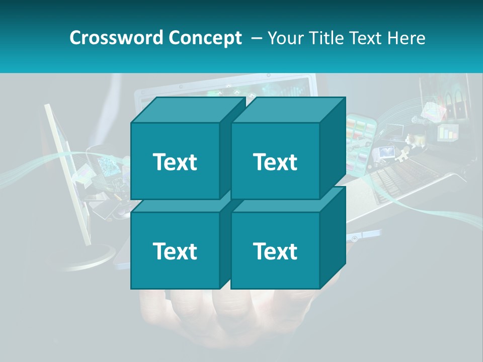 A Person Holding A Laptop With A Presentation On The Screen PowerPoint Template