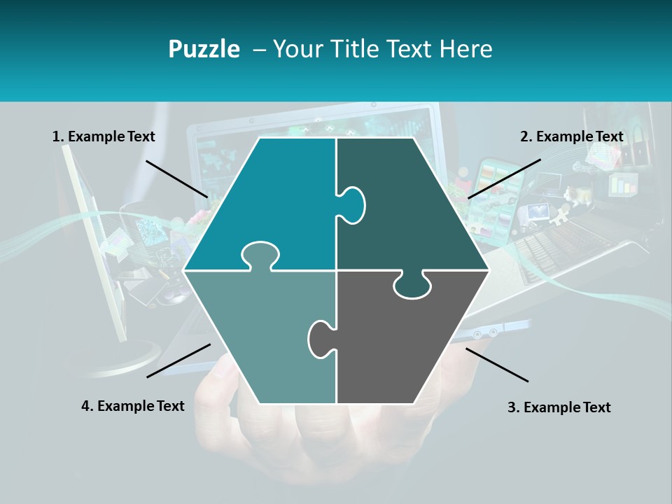 A Person Holding A Laptop With A Presentation On The Screen PowerPoint Template