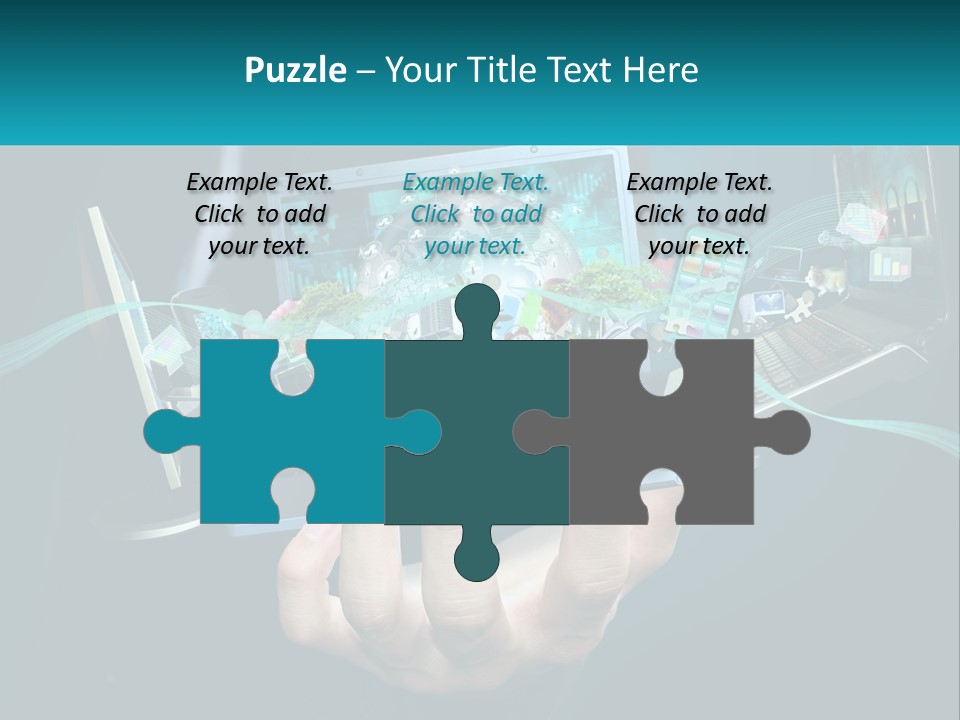 A Person Holding A Laptop With A Presentation On The Screen PowerPoint Template