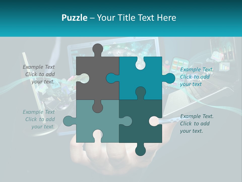 A Person Holding A Laptop With A Presentation On The Screen PowerPoint Template