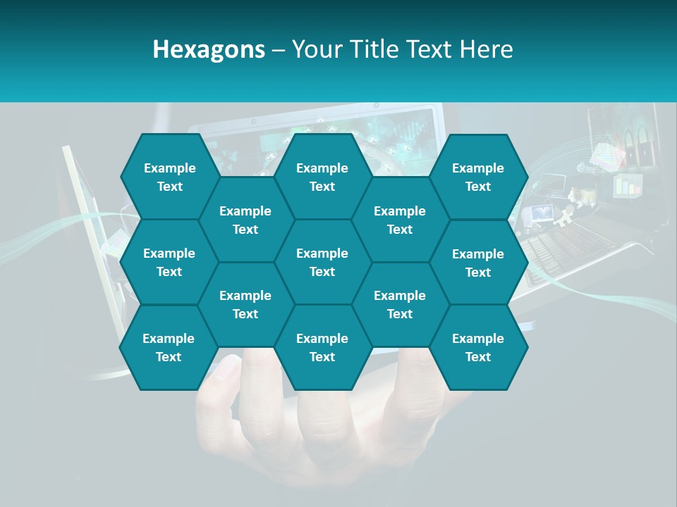 A Person Holding A Laptop With A Presentation On The Screen PowerPoint Template