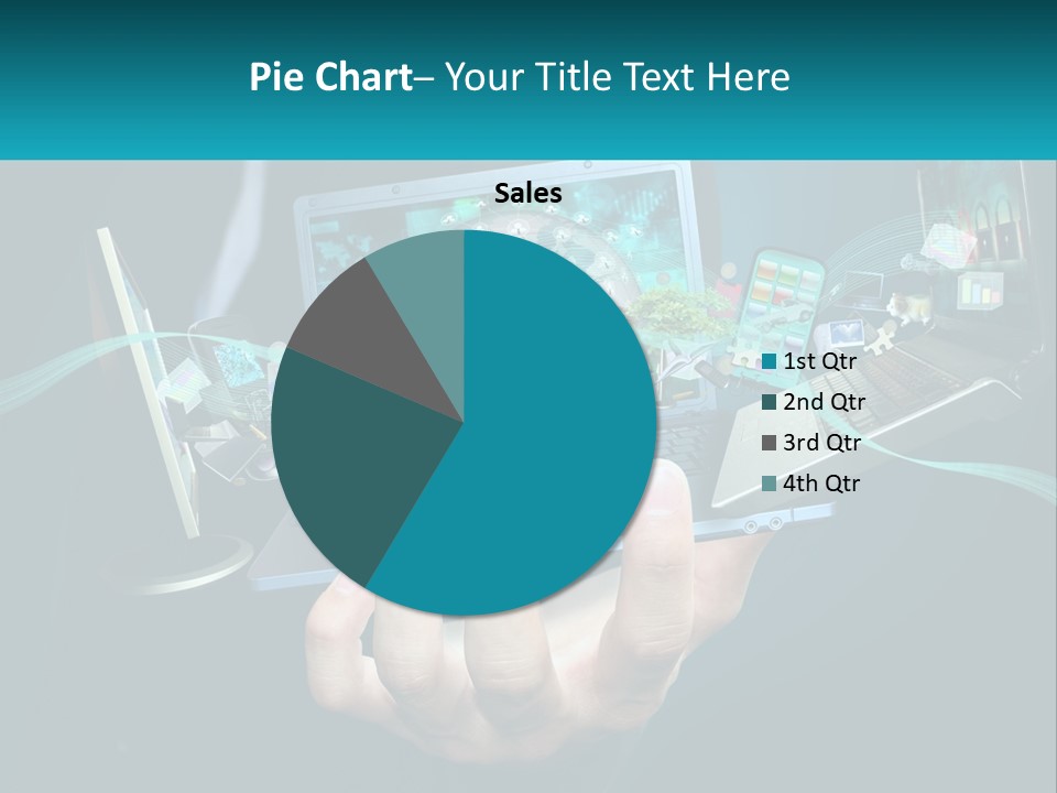 A Person Holding A Laptop With A Presentation On The Screen PowerPoint Template