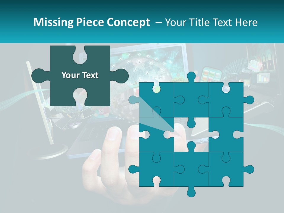 A Person Holding A Laptop With A Presentation On The Screen PowerPoint Template