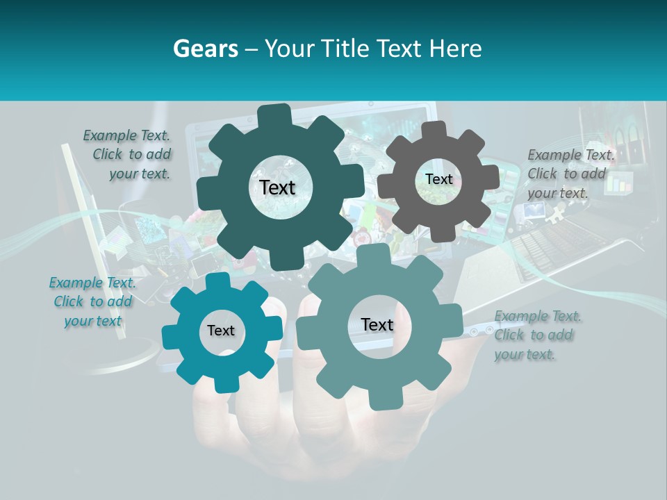 A Person Holding A Laptop With A Presentation On The Screen PowerPoint Template