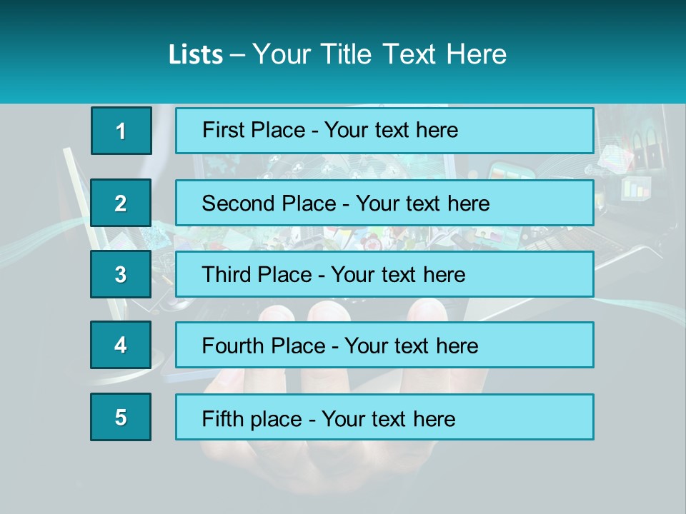 A Person Holding A Laptop With A Presentation On The Screen PowerPoint Template