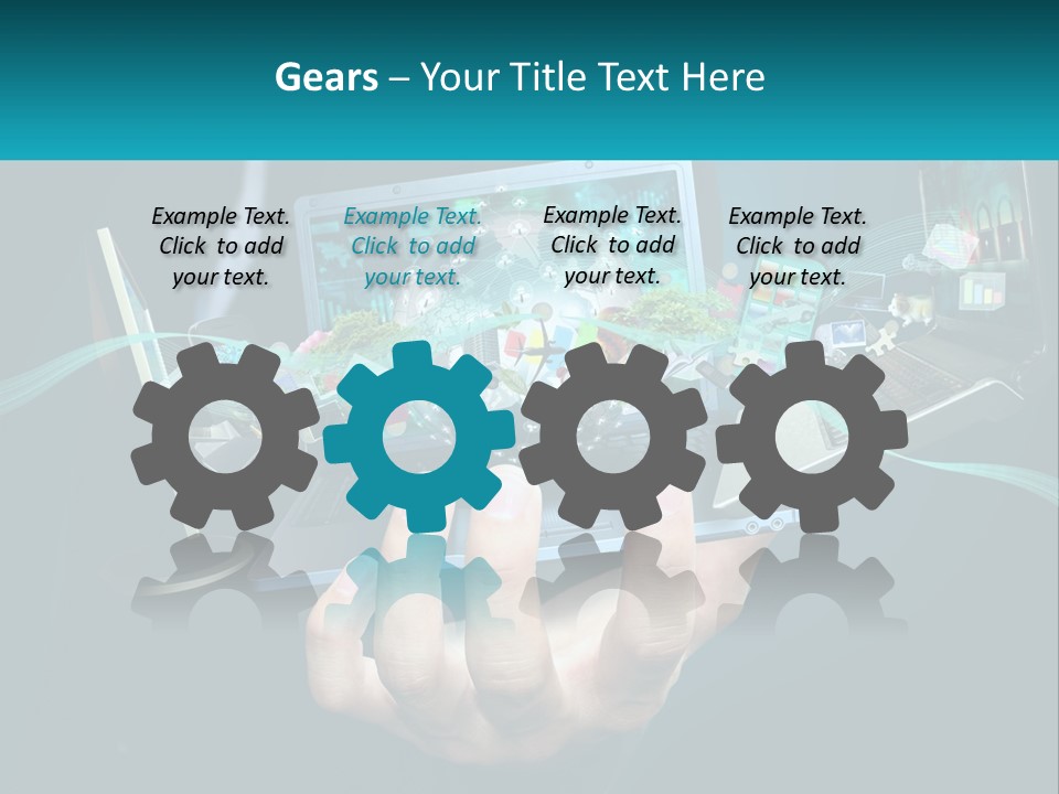 A Person Holding A Laptop With A Presentation On The Screen PowerPoint Template