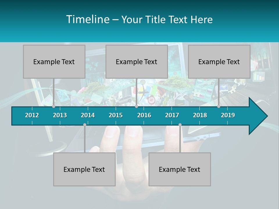 A Person Holding A Laptop With A Presentation On The Screen PowerPoint Template