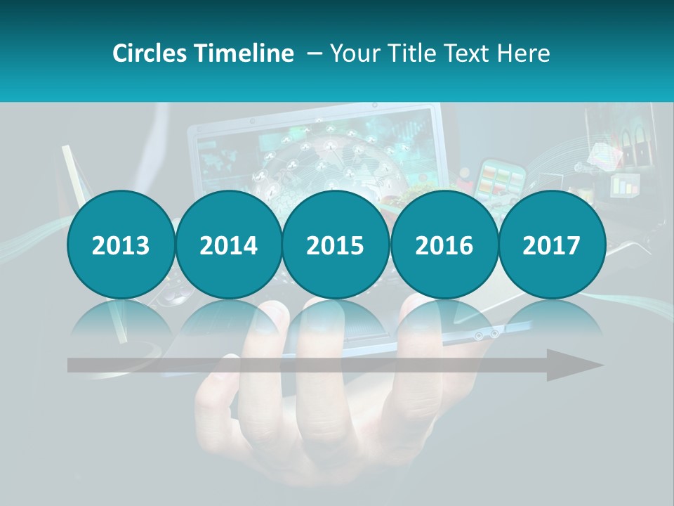 A Person Holding A Laptop With A Presentation On The Screen PowerPoint Template