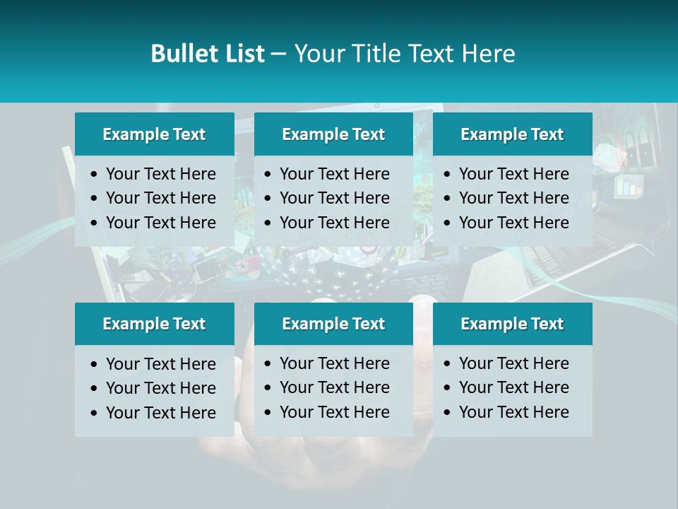 A Person Holding A Laptop With A Presentation On The Screen PowerPoint Template