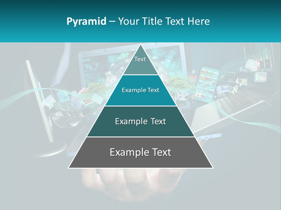A Person Holding A Laptop With A Presentation On The Screen PowerPoint Template