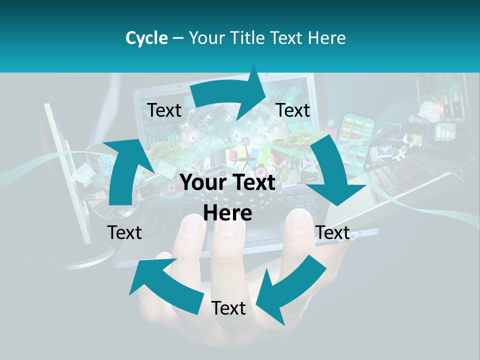 A Person Holding A Laptop With A Presentation On The Screen PowerPoint Template