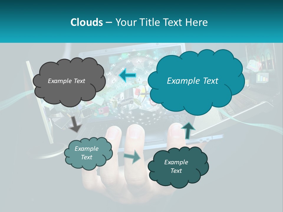 A Person Holding A Laptop With A Presentation On The Screen PowerPoint Template