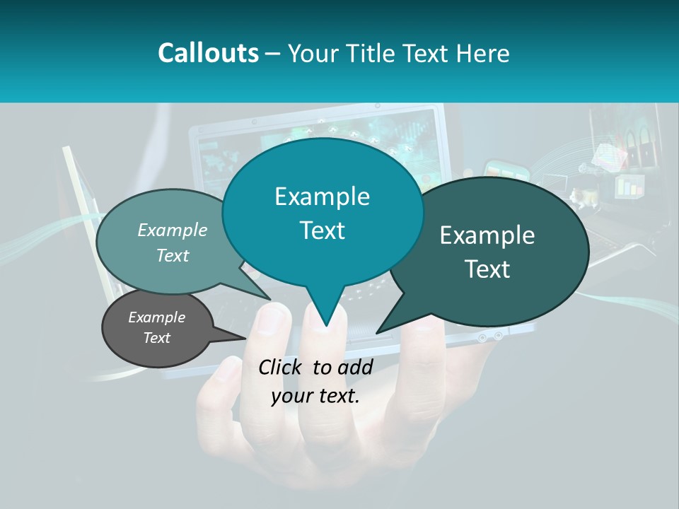 A Person Holding A Laptop With A Presentation On The Screen PowerPoint Template