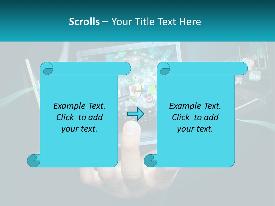 A Person Holding A Laptop With A Presentation On The Screen PowerPoint Template