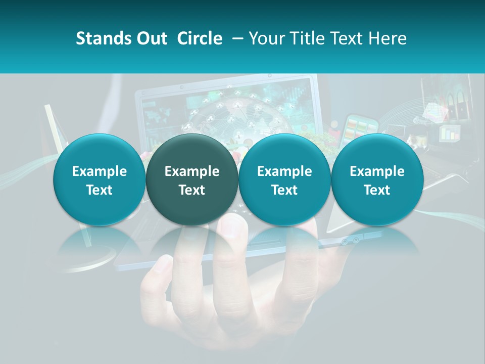 A Person Holding A Laptop With A Presentation On The Screen PowerPoint Template