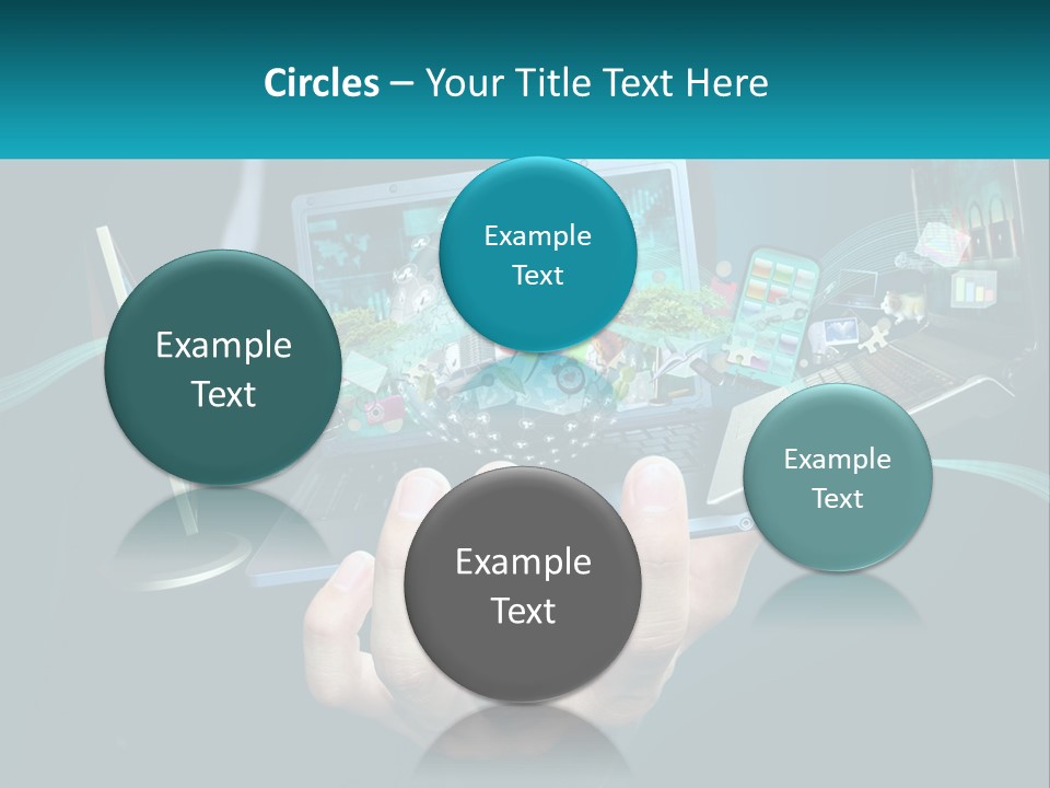 A Person Holding A Laptop With A Presentation On The Screen PowerPoint Template