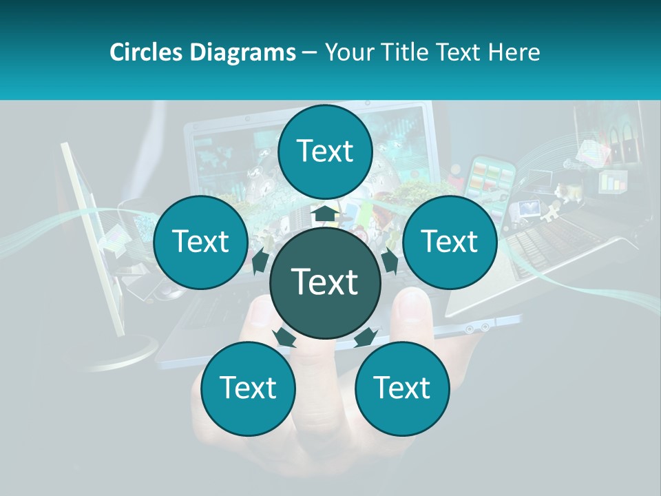 A Person Holding A Laptop With A Presentation On The Screen PowerPoint Template