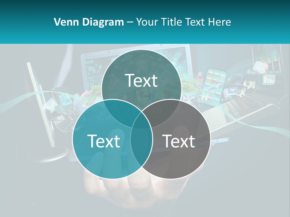 A Person Holding A Laptop With A Presentation On The Screen PowerPoint Template