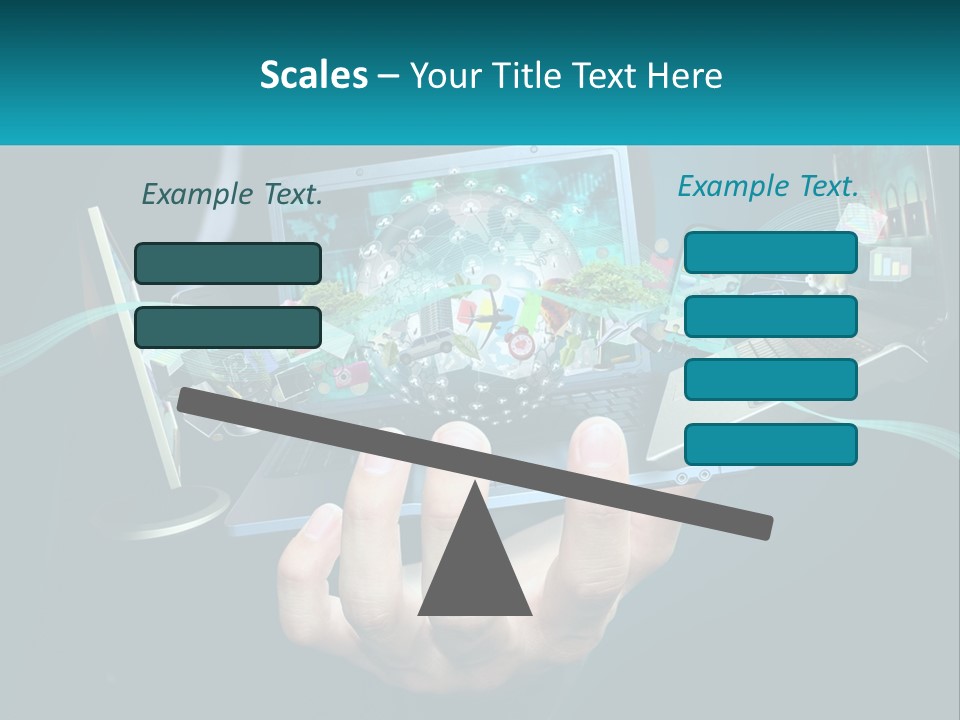 A Person Holding A Laptop With A Presentation On The Screen PowerPoint Template