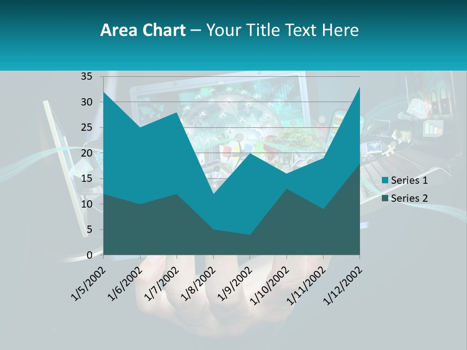 A Person Holding A Laptop With A Presentation On The Screen PowerPoint Template