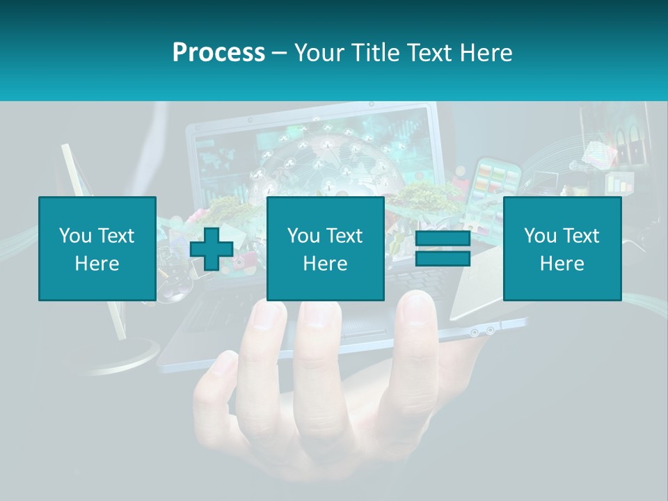 A Person Holding A Laptop With A Presentation On The Screen PowerPoint Template