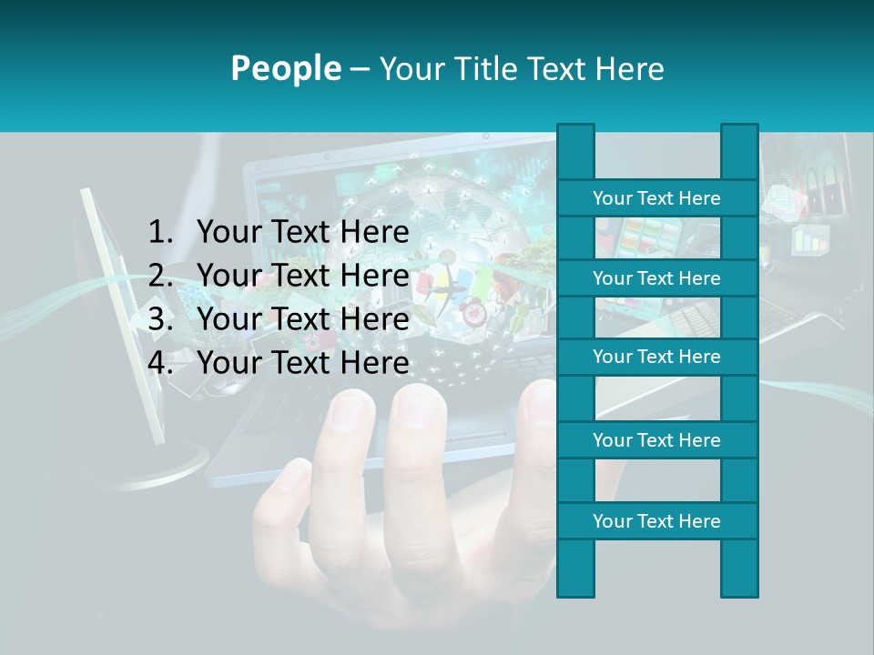 A Person Holding A Laptop With A Presentation On The Screen PowerPoint Template