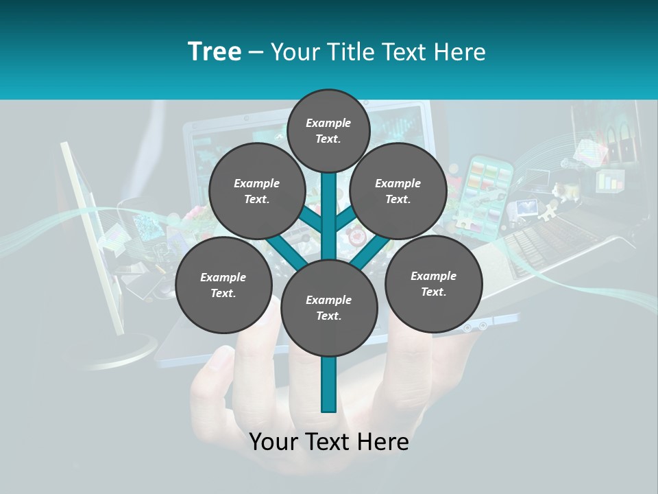 A Person Holding A Laptop With A Presentation On The Screen PowerPoint Template