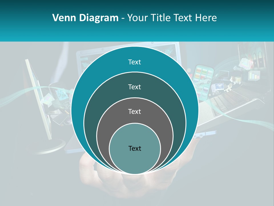 A Person Holding A Laptop With A Presentation On The Screen PowerPoint Template