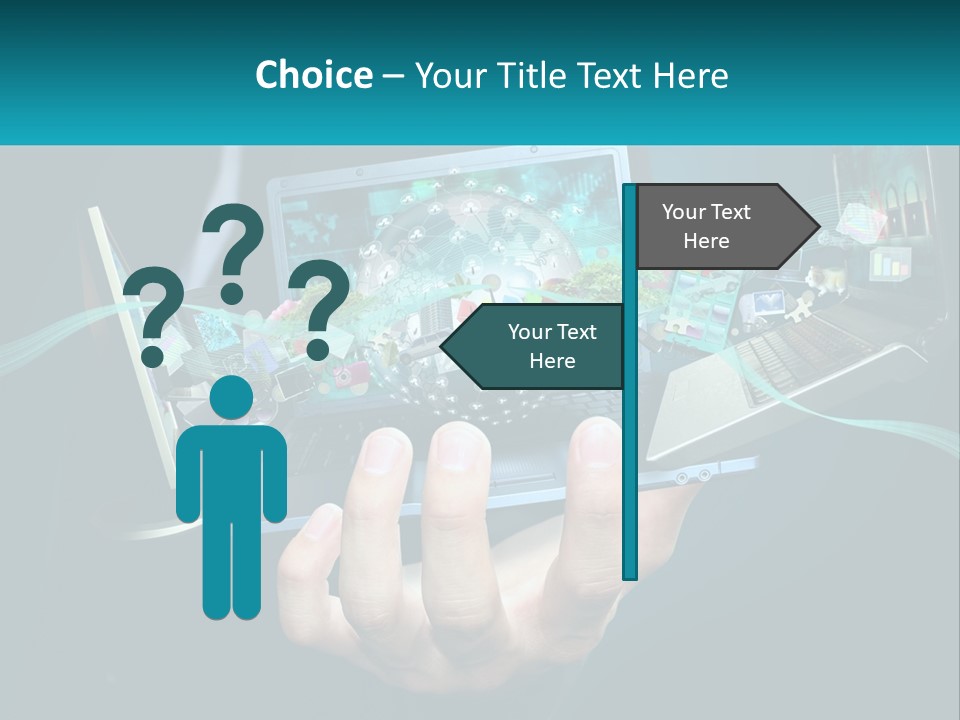 A Person Holding A Laptop With A Presentation On The Screen PowerPoint Template