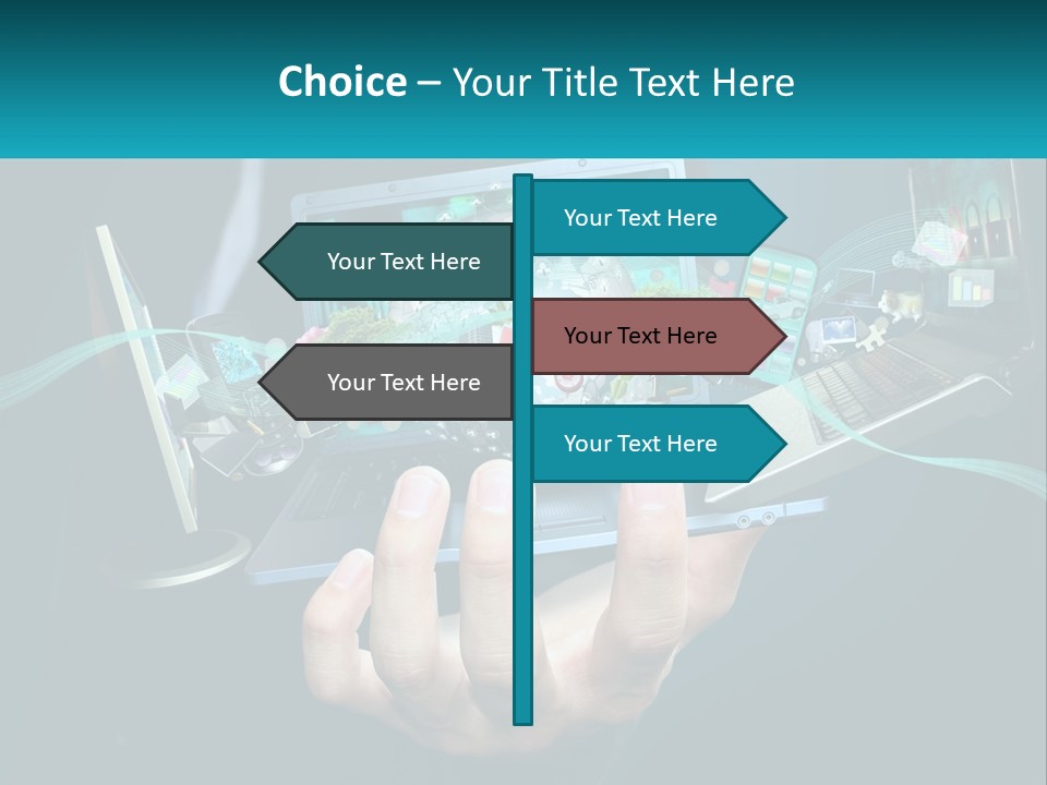 A Person Holding A Laptop With A Presentation On The Screen PowerPoint Template