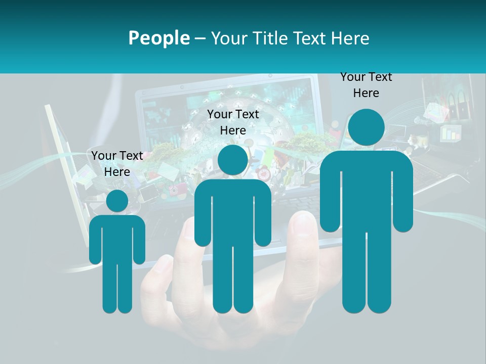 A Person Holding A Laptop With A Presentation On The Screen PowerPoint Template