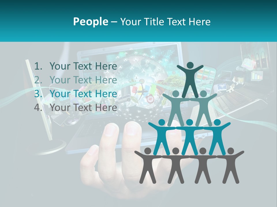 A Person Holding A Laptop With A Presentation On The Screen PowerPoint Template