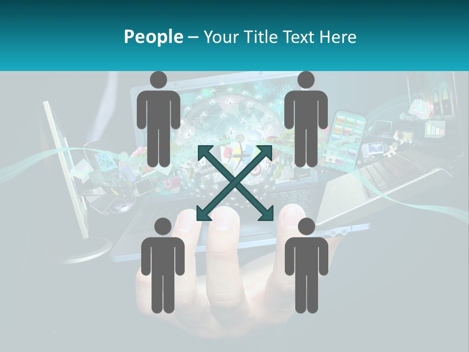 A Person Holding A Laptop With A Presentation On The Screen PowerPoint Template