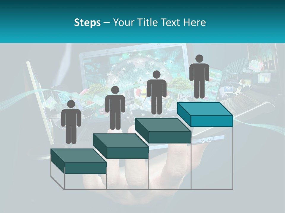 A Person Holding A Laptop With A Presentation On The Screen PowerPoint Template