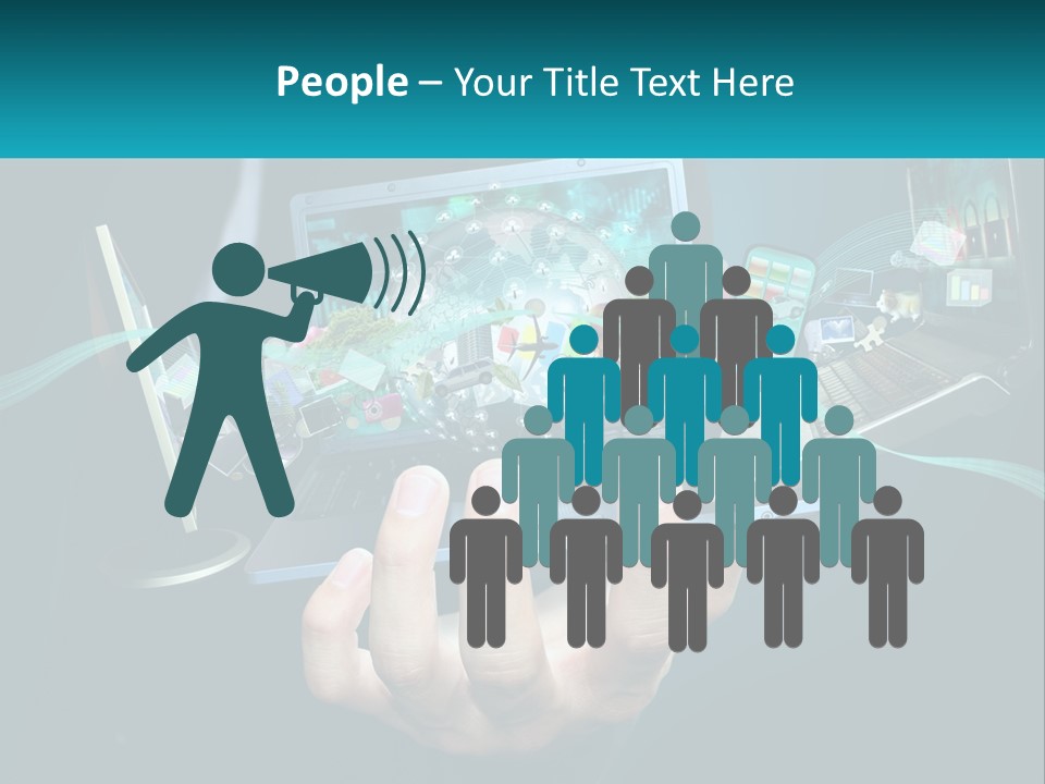 A Person Holding A Laptop With A Presentation On The Screen PowerPoint Template