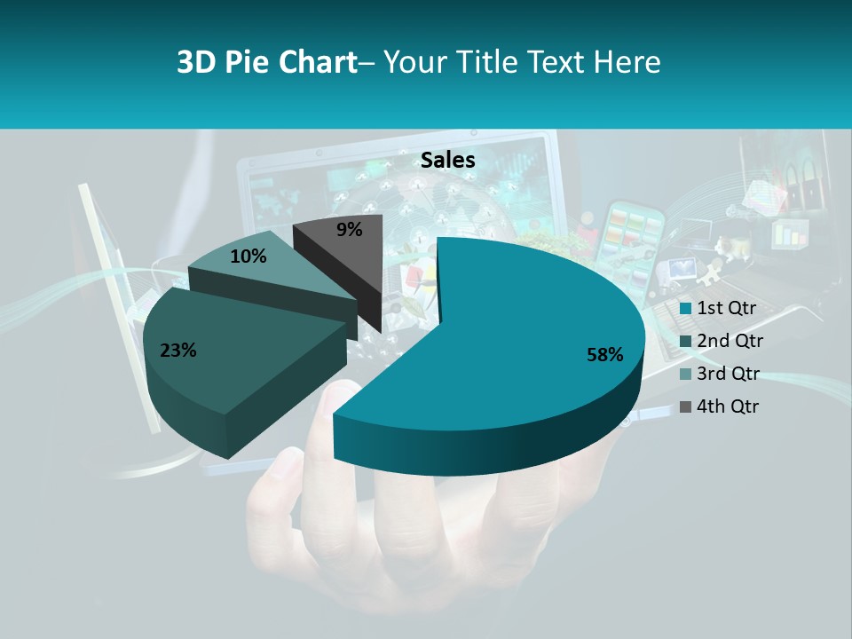 A Person Holding A Laptop With A Presentation On The Screen PowerPoint Template