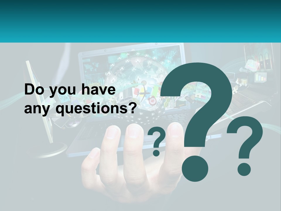 A Person Holding A Laptop With A Presentation On The Screen PowerPoint Template