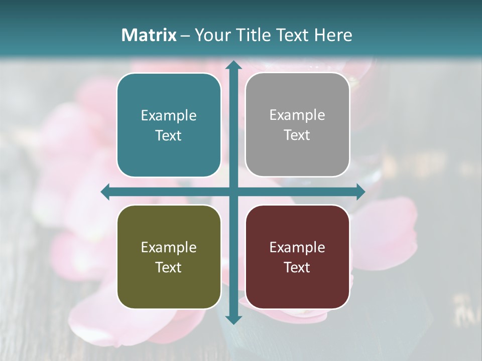 A Bottle Filled With Pink Flowers On Top Of A Wooden Table PowerPoint Template