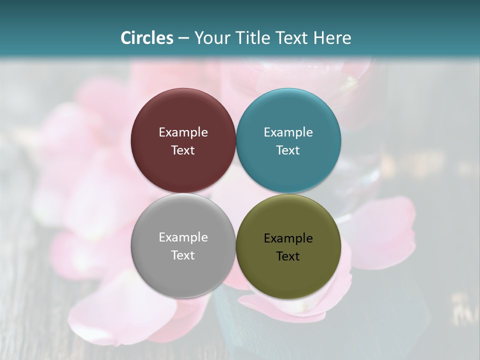 A Bottle Filled With Pink Flowers On Top Of A Wooden Table PowerPoint Template