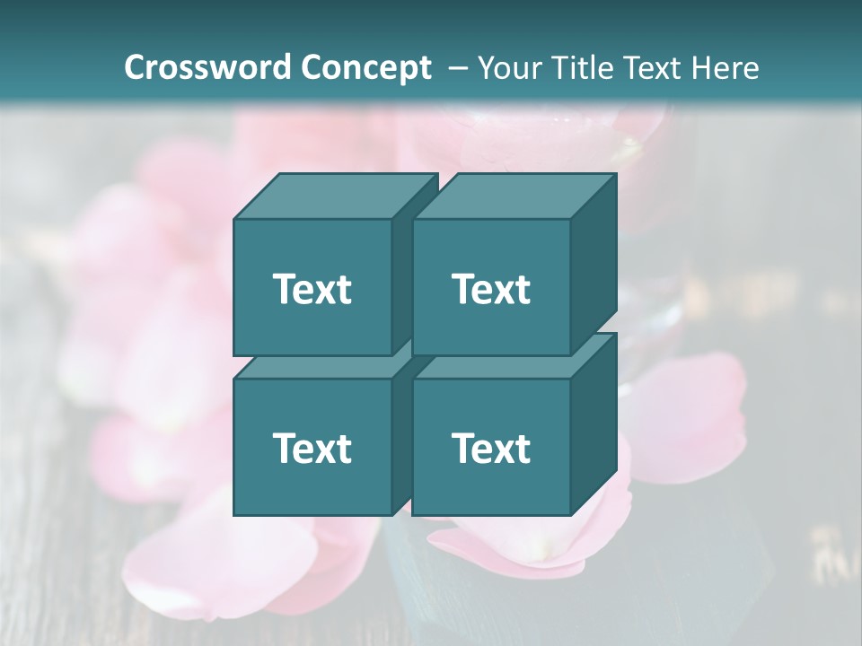 A Bottle Filled With Pink Flowers On Top Of A Wooden Table PowerPoint Template