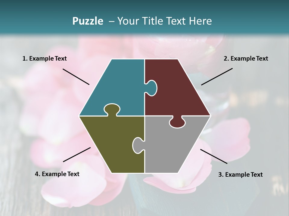 A Bottle Filled With Pink Flowers On Top Of A Wooden Table PowerPoint Template