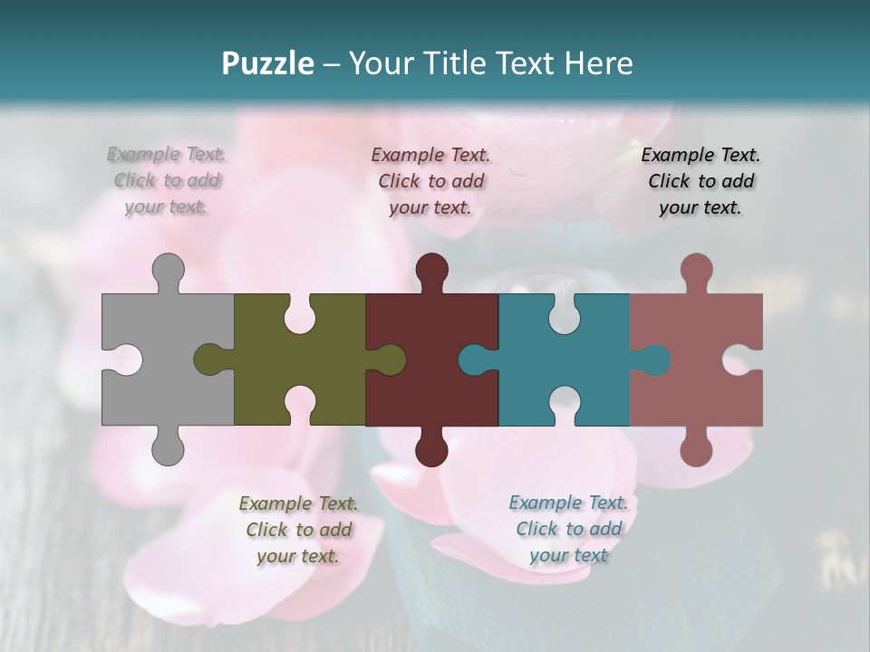 A Bottle Filled With Pink Flowers On Top Of A Wooden Table PowerPoint Template