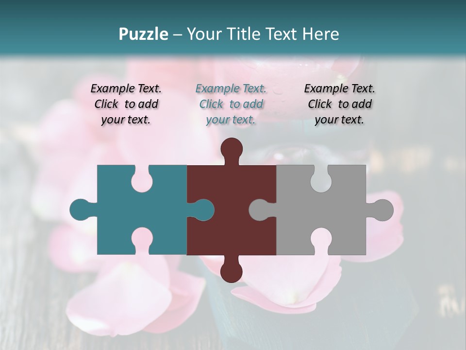 A Bottle Filled With Pink Flowers On Top Of A Wooden Table PowerPoint Template