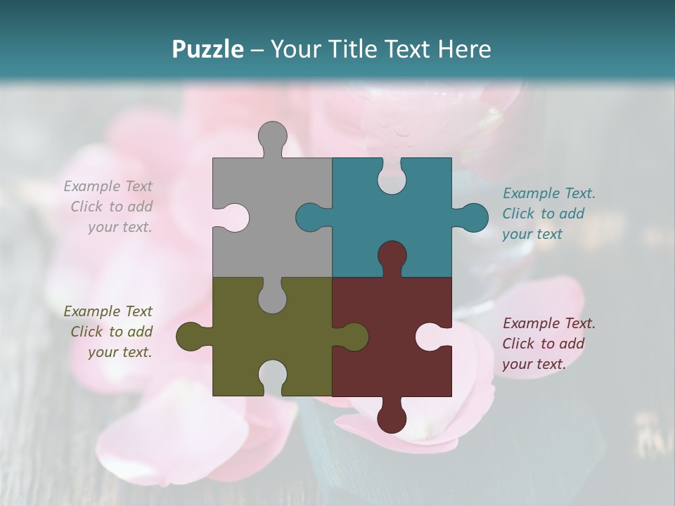 A Bottle Filled With Pink Flowers On Top Of A Wooden Table PowerPoint Template