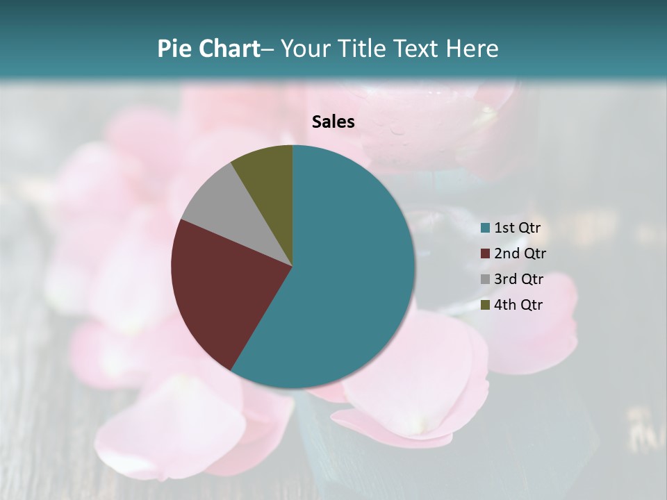 A Bottle Filled With Pink Flowers On Top Of A Wooden Table PowerPoint Template