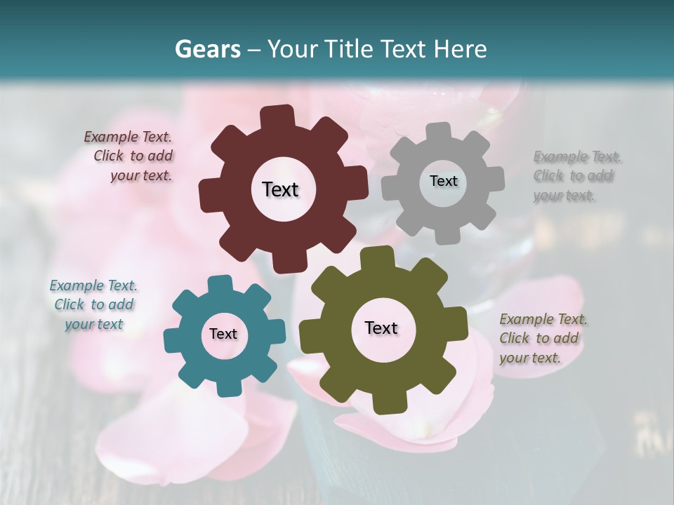 A Bottle Filled With Pink Flowers On Top Of A Wooden Table PowerPoint Template